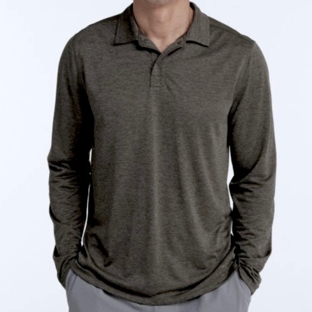 LL Bean Ultralight Long Sleeve Adventure Polo Faded Black